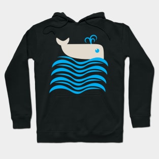 Whale Swimming Ocean Waves Cartoon Hoodie